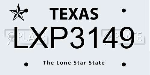LXP3149 Texas License Plate