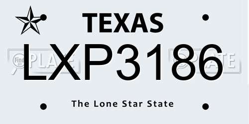 LXP3186 Texas License Plate