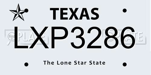 LXP3286 Texas License Plate