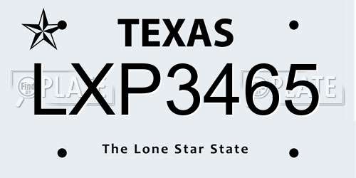 LXP3465 Texas License Plate