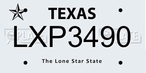 LXP3490 Texas License Plate