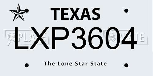 LXP3604 Texas License Plate