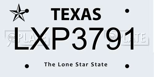 LXP3791 Texas License Plate