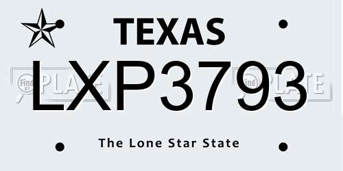 LXP3793 Texas License Plate