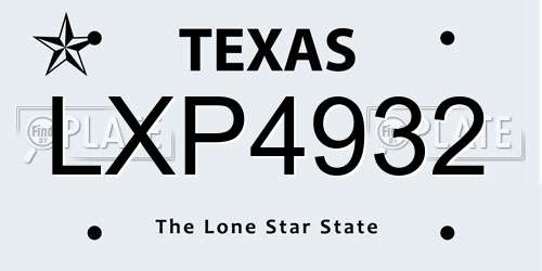 LXP4932 Texas License Plate