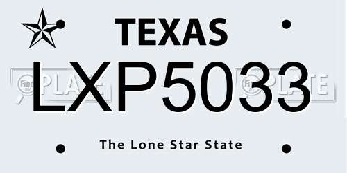 LXP5033 Texas License Plate