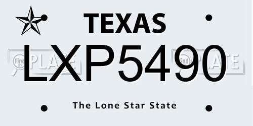 LXP5490 Texas License Plate