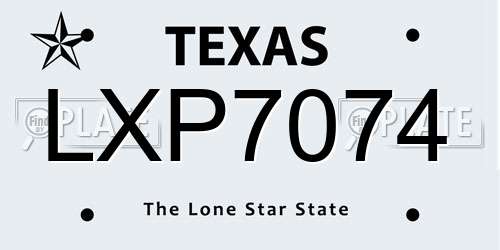 LXP7074 Texas License Plate