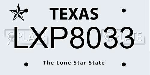 LXP8033 Texas License Plate