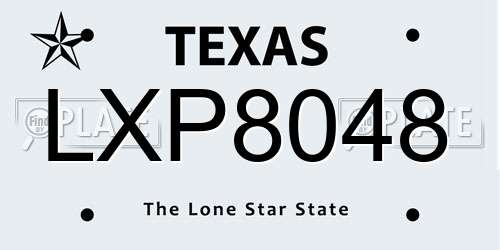 LXP8048 Texas License Plate
