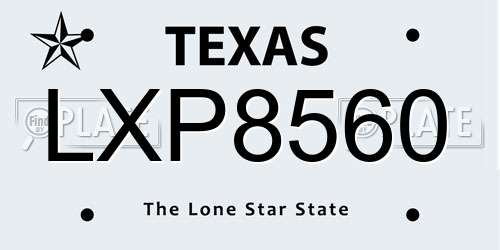 LXP8560 Texas License Plate