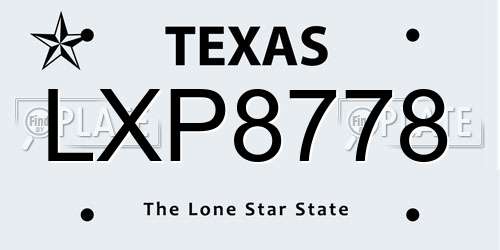 LXP8778 Texas License Plate