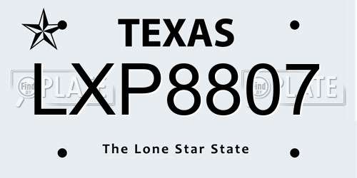 LXP8807 Texas License Plate