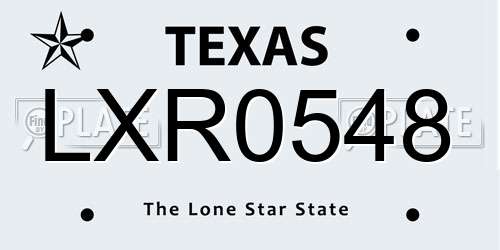 LXR0548 Texas License Plate