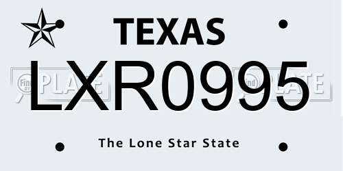 LXR0995 Texas License Plate