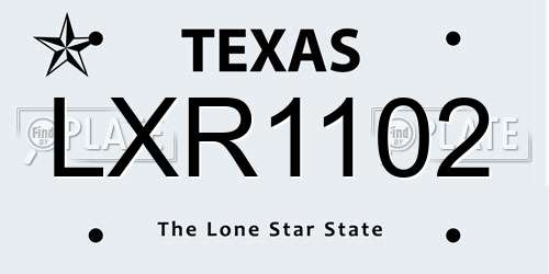 LXR1102 Texas License Plate