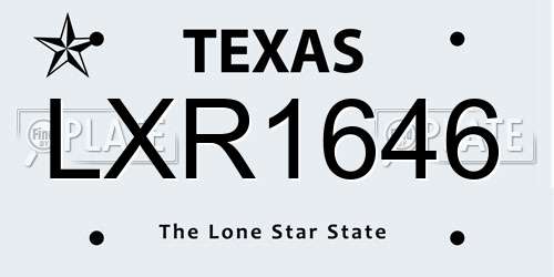 LXR1646 Texas License Plate