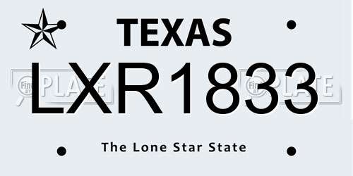 LXR1833 Texas License Plate