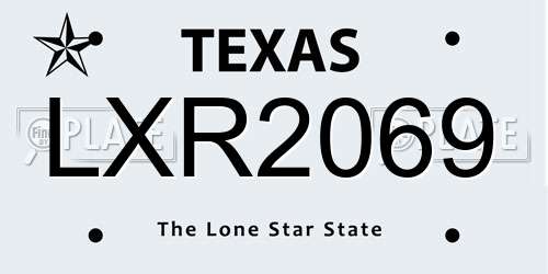 LXR2069 Texas License Plate