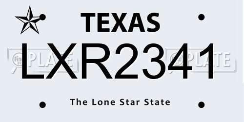 LXR2341 Texas License Plate