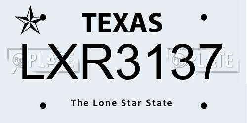 LXR3137 Texas License Plate