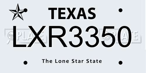 LXR3350 Texas License Plate