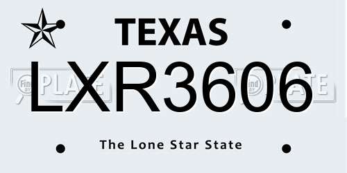 LXR3606 Texas License Plate