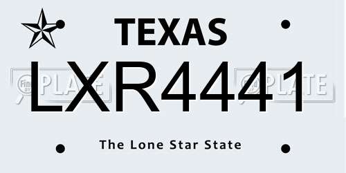 LXR4441 Texas License Plate