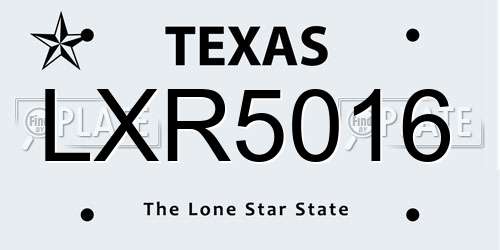LXR5016 Texas License Plate