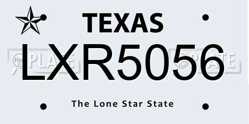 LXR5056 Texas License Plate