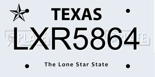 LXR5864 Texas License Plate