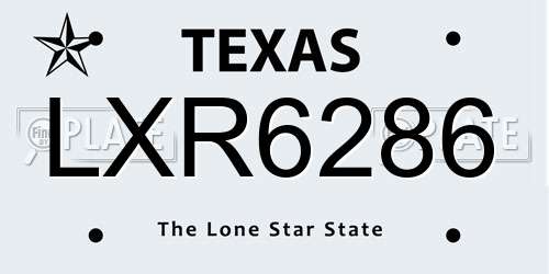 LXR6286 Texas License Plate