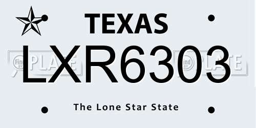 LXR6303 Texas License Plate