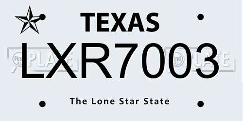 LXR7003 Texas License Plate