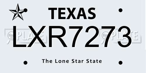 LXR7273 Texas License Plate