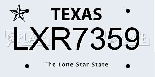 LXR7359 Texas License Plate