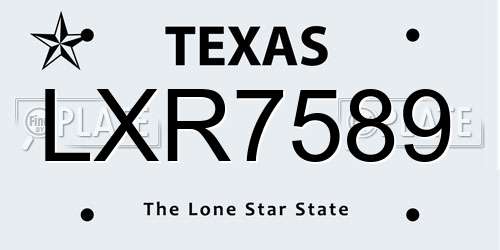 LXR7589 Texas License Plate