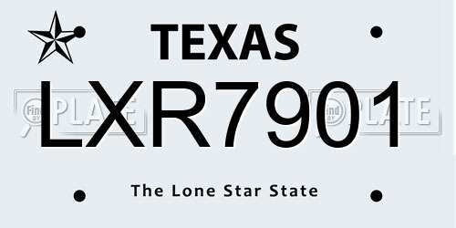 LXR7901 Texas License Plate