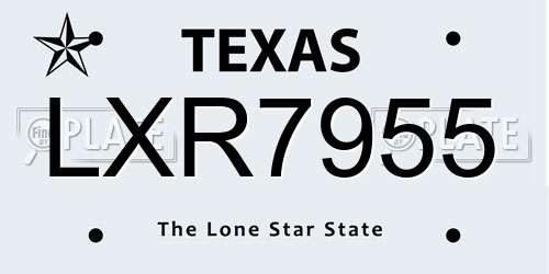 LXR7955 Texas License Plate