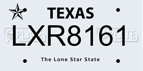 LXR8161 Texas License Plate