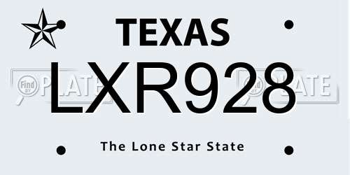 LXR928 Texas License Plate