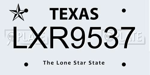 LXR9537 Texas License Plate