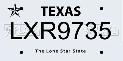 LXR9735 Texas License Plate