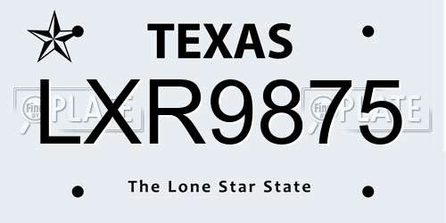 LXR9875 Texas License Plate