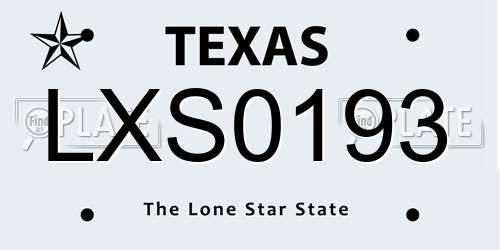 LXS0193 Texas License Plate