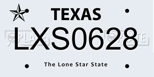 LXS0628 Texas License Plate