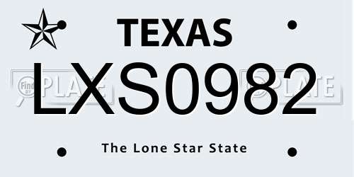 LXS0982 Texas License Plate