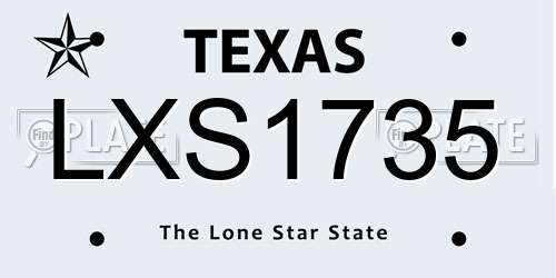 LXS1735 Texas License Plate