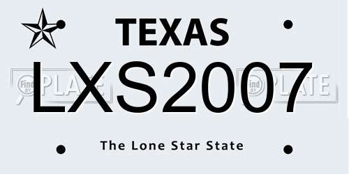 LXS2007 Texas License Plate