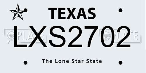 LXS2702 Texas License Plate
